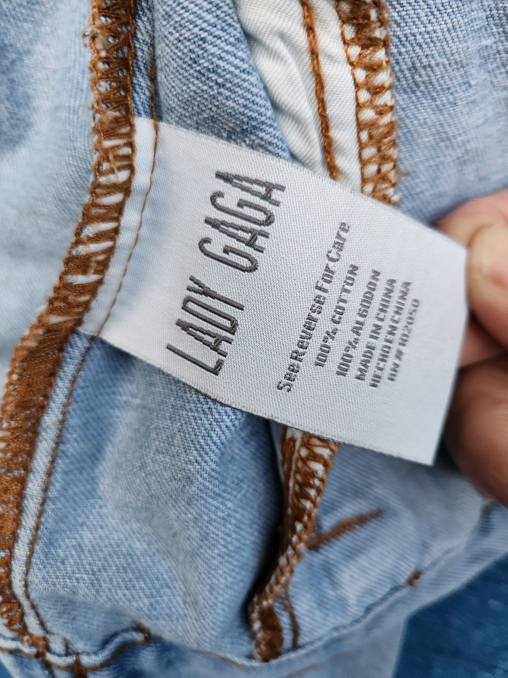 Lady Gaga Light Blue Denim Jean Jacket - GAGA Embroidered - Picture 7 of 8